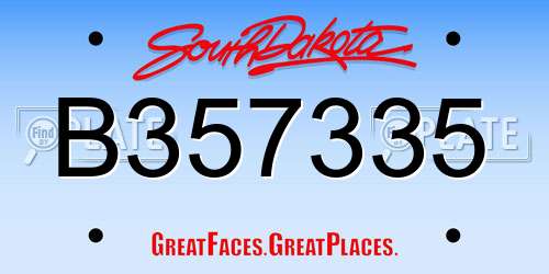 B357335 South Dakota License Plate