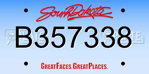 B357338 South Dakota License Plate