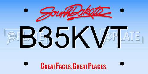B35KVT South Dakota License Plate