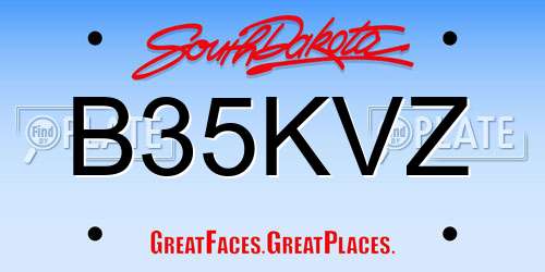 B35KVZ South Dakota License Plate