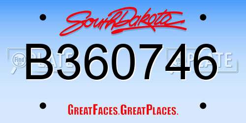 B360746 South Dakota License Plate