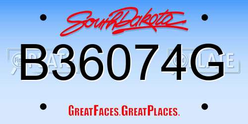 B36074G South Dakota License Plate