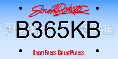 B365KB South Dakota License Plate