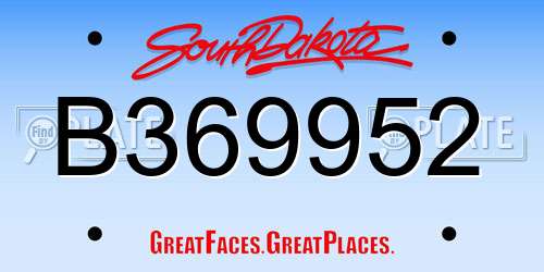 B369952 South Dakota License Plate