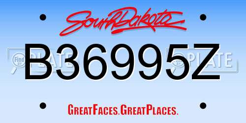 B36995Z South Dakota License Plate