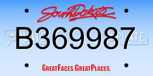 B369987 South Dakota License Plate