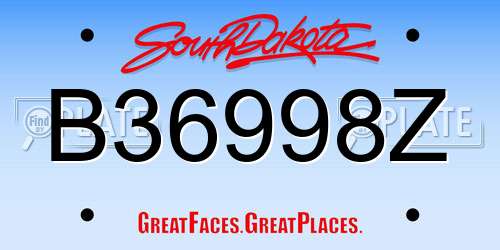 B36998Z South Dakota License Plate
