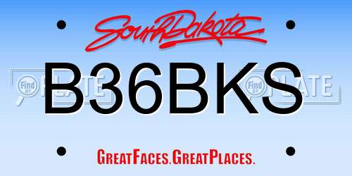 B36BKS South Dakota License Plate