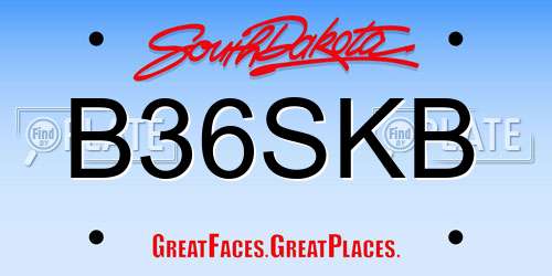 B36SKB South Dakota License Plate