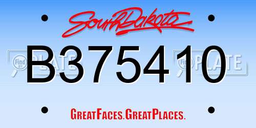B375410 South Dakota License Plate