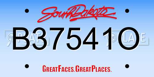 B37541O South Dakota License Plate