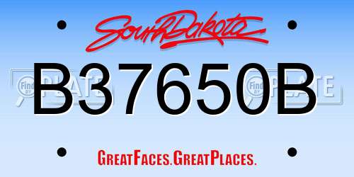 B37650B South Dakota License Plate