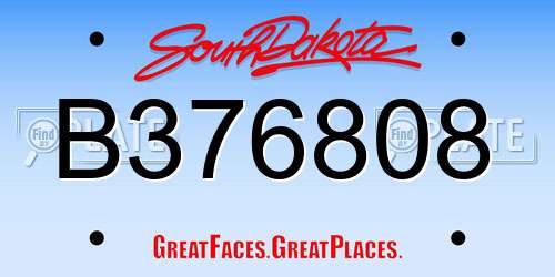 B376808 South Dakota License Plate