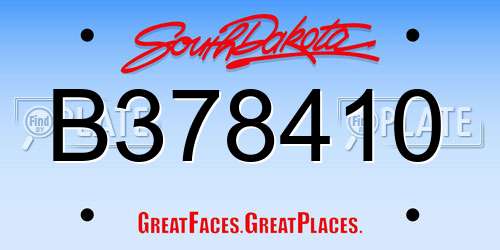 B378410 South Dakota License Plate