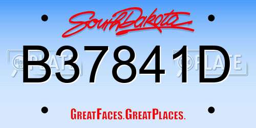 B37841D South Dakota License Plate