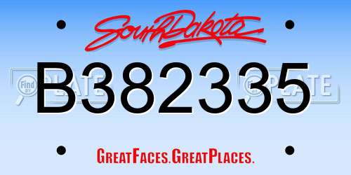 B382335 South Dakota License Plate