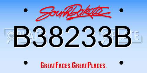 B38233B South Dakota License Plate