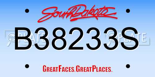 B38233S South Dakota License Plate