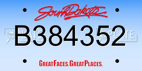 B384352 South Dakota License Plate
