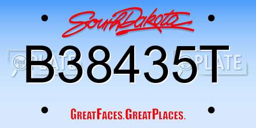B38435T South Dakota License Plate