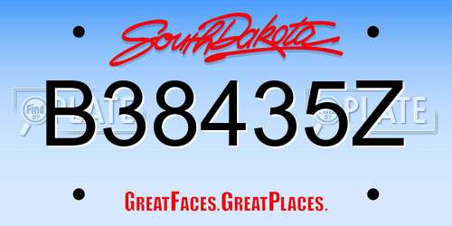 B38435Z South Dakota License Plate