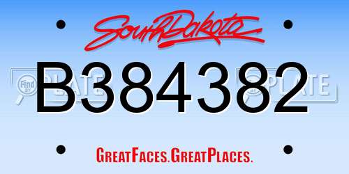 B384382 South Dakota License Plate
