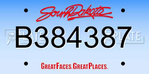 B384387 South Dakota License Plate