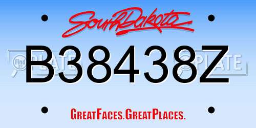 B38438Z South Dakota License Plate