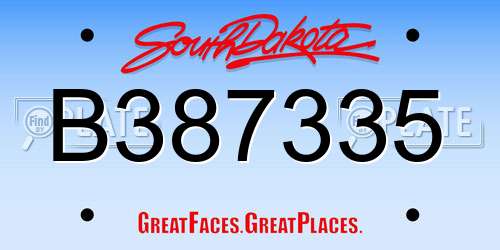 B387335 South Dakota License Plate