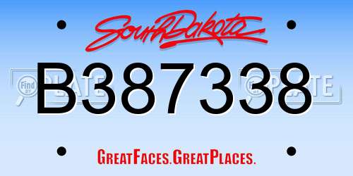 B387338 South Dakota License Plate
