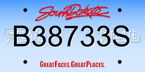 B38733S South Dakota License Plate