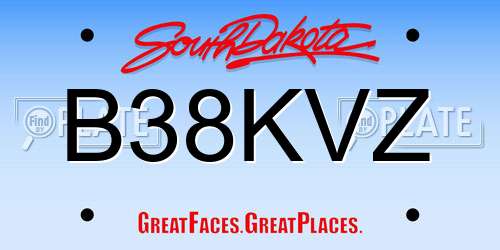 B38KVZ South Dakota License Plate