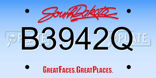 B3942Q South Dakota License Plate