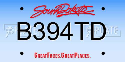 B394TD South Dakota License Plate