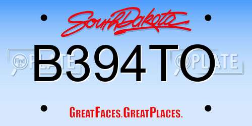 B394TO South Dakota License Plate