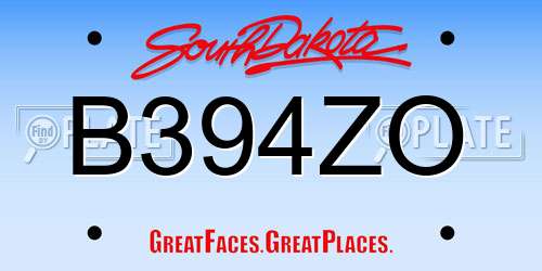 B394ZO South Dakota License Plate