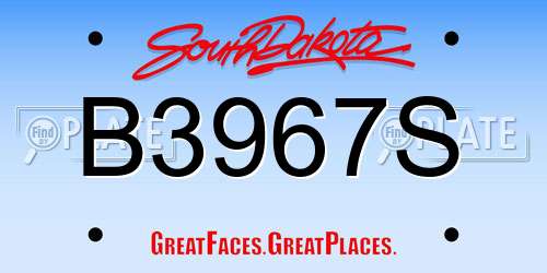 B3967S South Dakota License Plate