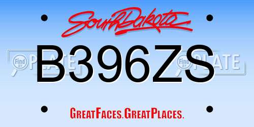 B396ZS South Dakota License Plate