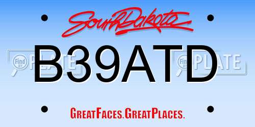 B39ATD South Dakota License Plate