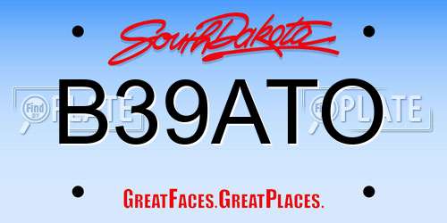 B39ATO South Dakota License Plate