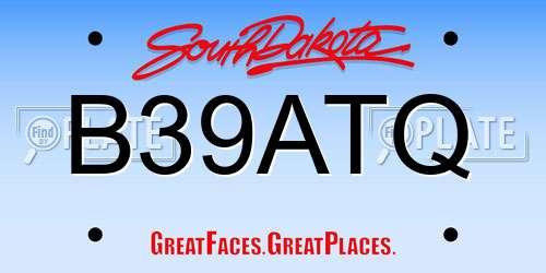 B39ATQ South Dakota License Plate