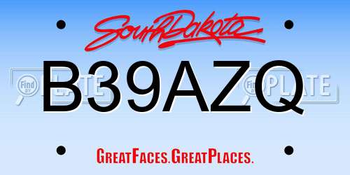 B39AZQ South Dakota License Plate