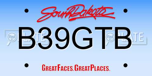 B39GTB South Dakota License Plate