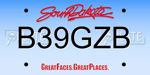 B39GZB South Dakota License Plate