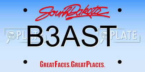 B3AST South Dakota License Plate