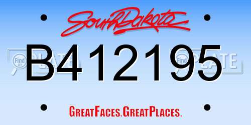 B412195 South Dakota License Plate