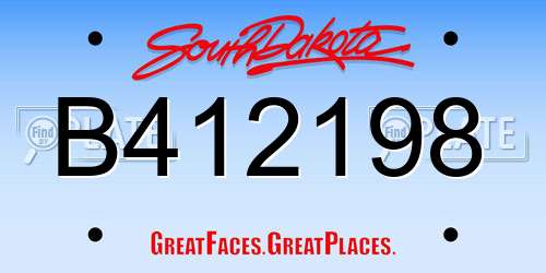 B412198 South Dakota License Plate