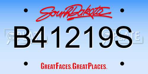 B41219S South Dakota License Plate