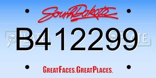 B412299 South Dakota License Plate