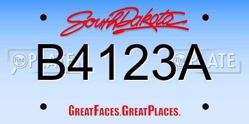 B4123A South Dakota License Plate